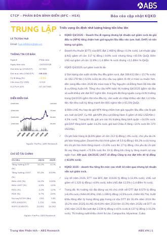 BFC: Khuyến nghị TRUNG LẬP với giá mục tiêu 59,100 đồng/cổ phiếu