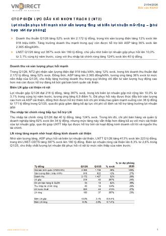 NT2: Báo cáo cập nhật KQKD Q1/2026