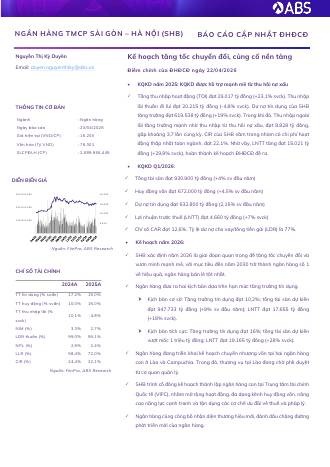 SHB: Khuyến nghị  MUA với giá mục tiêu 20,000 đồng/cổ phiếu