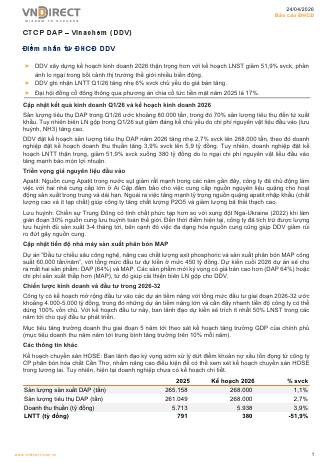 DDV: Báo cáo cập nhật ĐHCĐ 2026