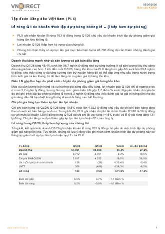PLX: Báo cáo cập nhật KQKD Q1/2026