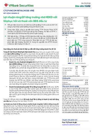VRE: Báo cáo cập nhật KQKD Q1/2026