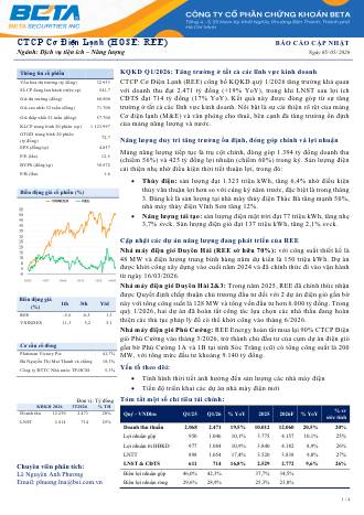 REE: Báo cáo cập nhật KQKD Q1/2026