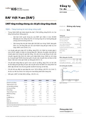 BAF: Báo cáo cập nhật KQKD Q1/2026