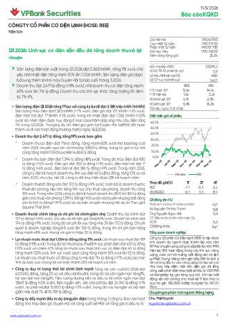 REE: Báo cáo cập nhật KQKD Q1/2026