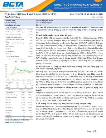 VPB: Báo cáo cập nhật KQKD Q1/2026