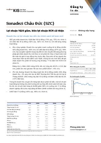SZC: Báo cáo cập nhật KQKD Q1/2026