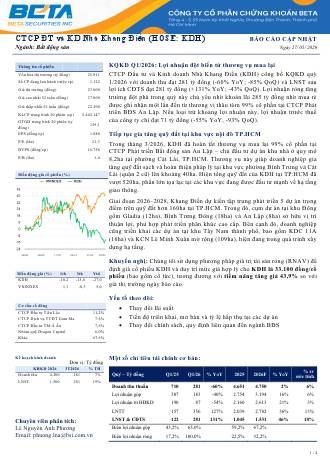 KDH: Báo cáo cập nhật KQKD Q1/2026