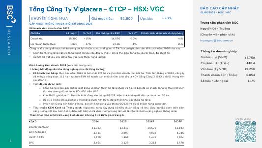 VGC: Khuyến nghị MUA với giá mục tiêu 51,800 đồng/cổ phiếu