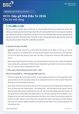 OCH: Báo cáo cập nhật KQKD Q1/2026