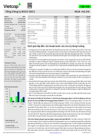 IDC: Khuyến nghị MUA với giá mục tiêu 58,000 đồng/cổ phiếu