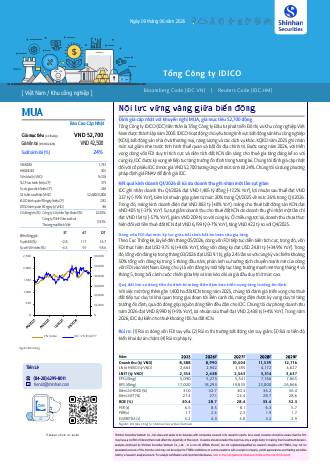 IDC: Khuyến nghị MUA với giá mục tiêu 52,700 đồng/cổ phiếu