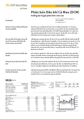 DCM: Khuyến nghị MUA với giá mục tiêu 53,000 đồng/cổ phiếu