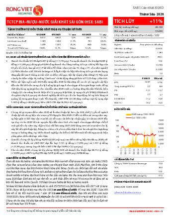SAB: Khuyến nghị TÍCH LŨY với giá mục tiêu 55,000 đồng/cổ phiếu