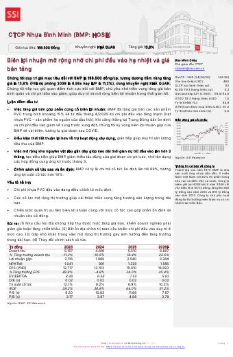 BMP: Khuyến nghị KHẢ QUAN với giá mục tiêu 168,500 đồng/cổ phiếu