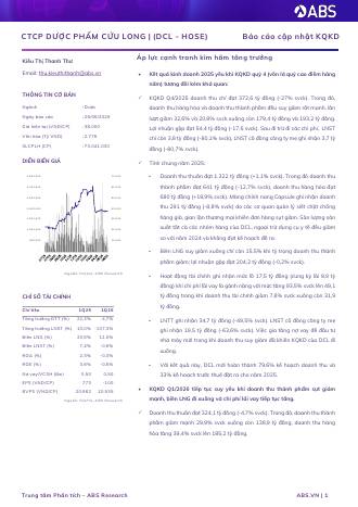 DCL: Báo cáo cập nhật KQKD Q1/2026