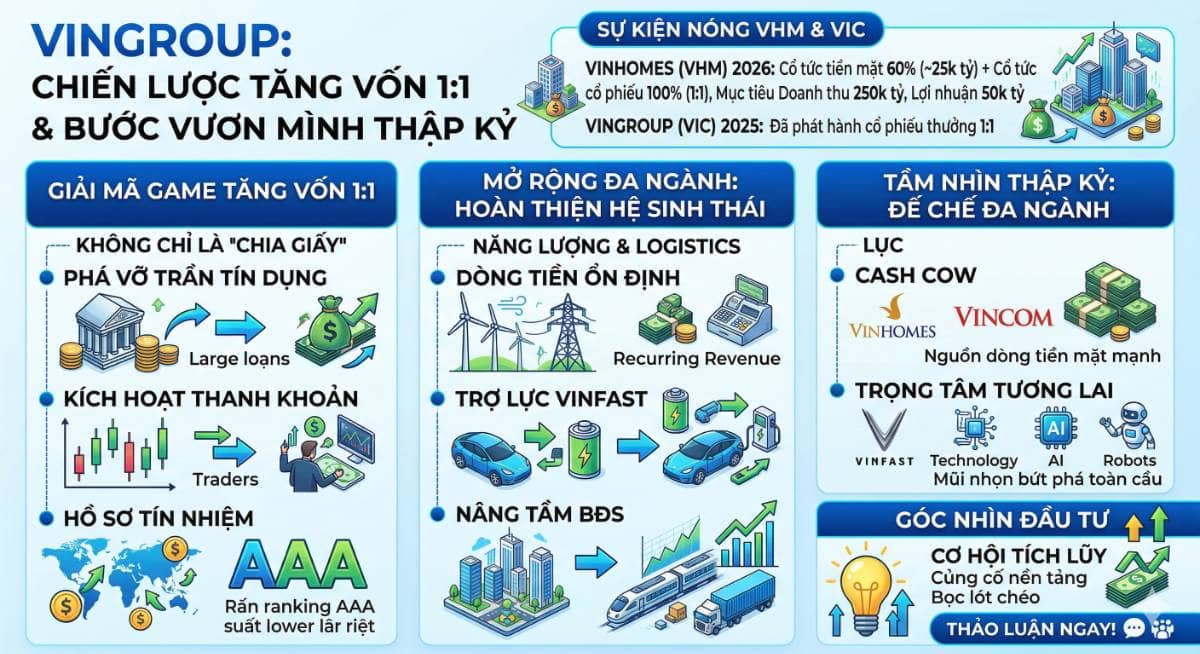Bài toán tăng vốn 1:1 và bước chuyển mình của đế chế Vingroup: khi "người khổng lồ" không chỉ xây nhà