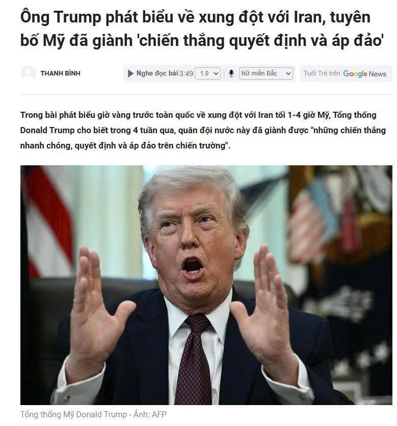 Tổng thống Donald Trump lên sóng cập nhật thông tin quan trọng về Iran