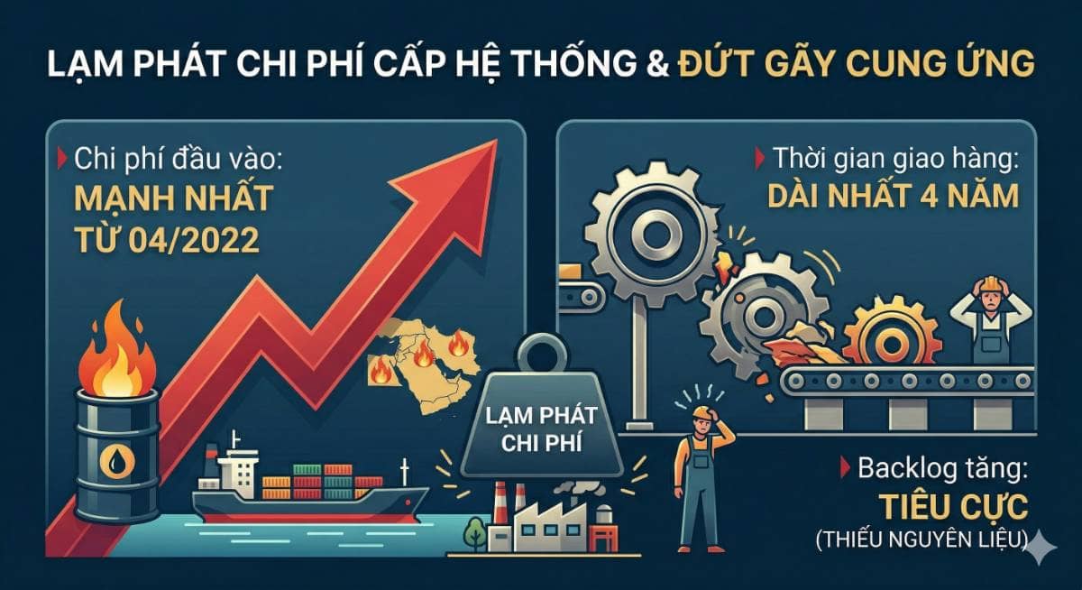 PMI tháng 03/2026: động lượng tăng trưởng bị bẻ gãy bởi lạm phát chi phí