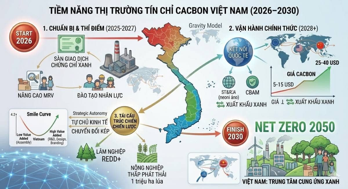 Kỷ Nguyên "Ngoại Tệ Xanh" Tiềm Năng và Lộ Trình Phát Triển Thị Trường Tín Chỉ Carbon Tại Việt Nam giai đoạn 2026 đến 2030