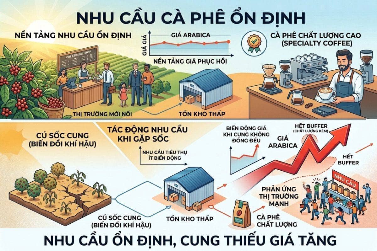 Tồn kho thấp nhưng giá cà phê vẫn giảm: Định giá sai?
