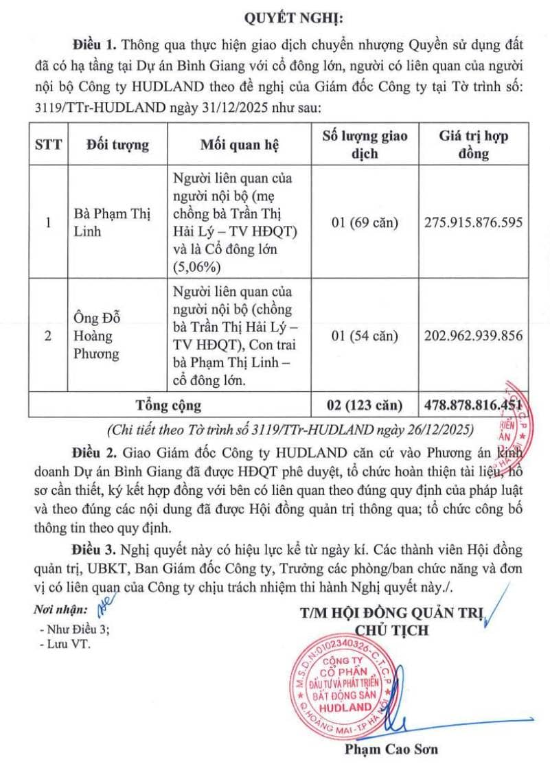 HLD - bước ngoặt chu kỳ cùng Hudland Bình Giang