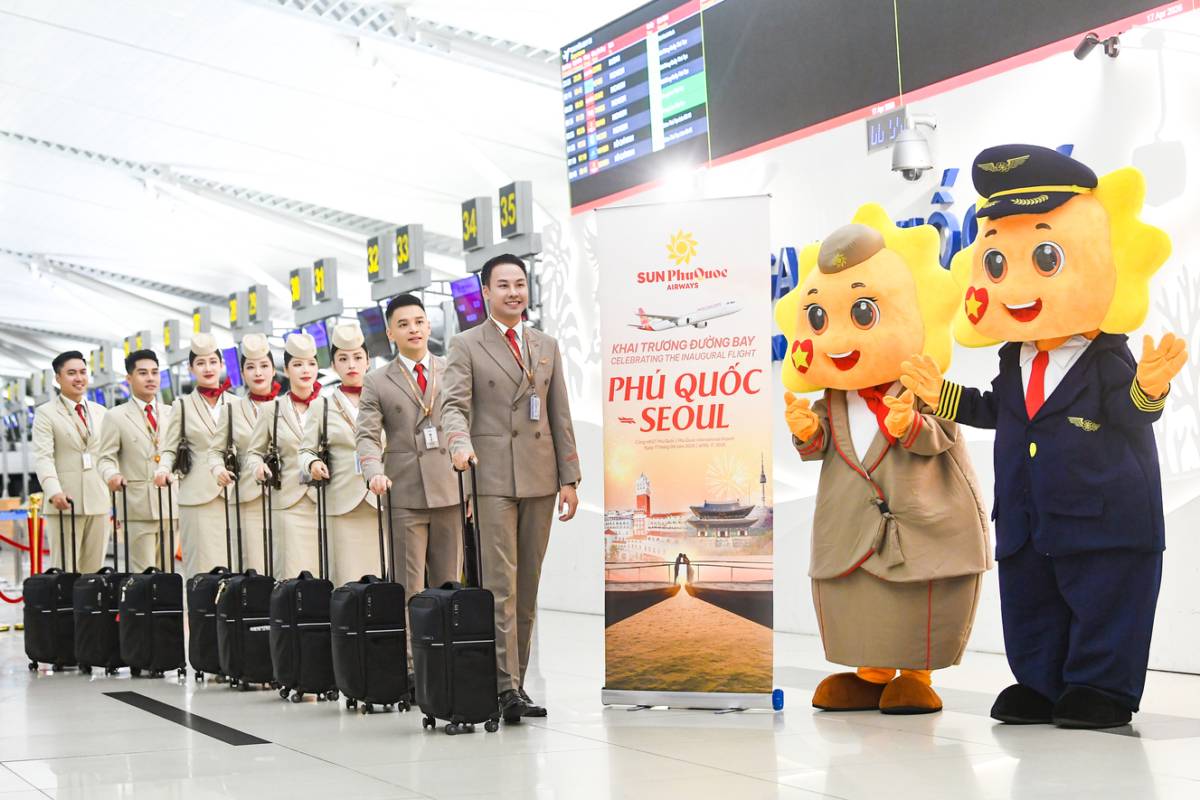 Khai trương đường bay quốc tế thứ hai, Sun PhuQuoc Airways đưa gần 230 khách từ Hàn Quốc đến Phú Quốc