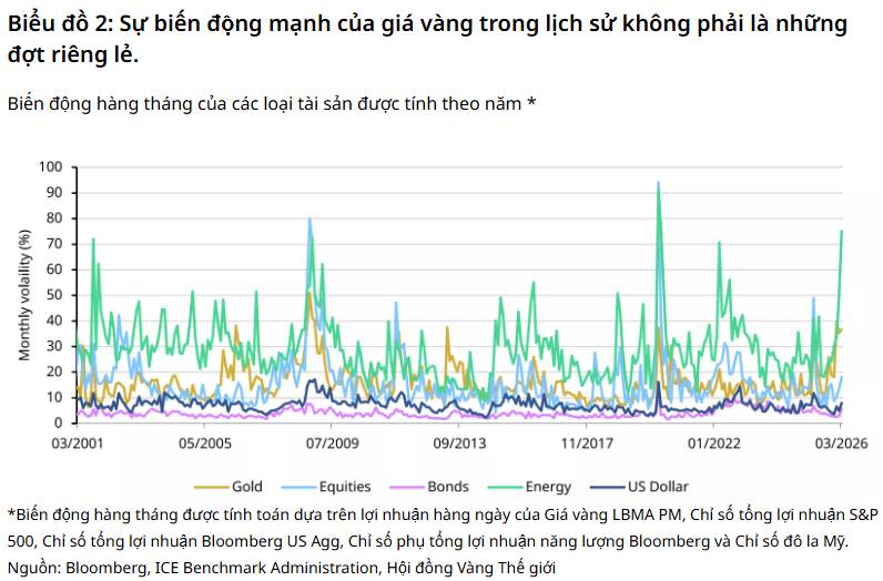 HIỆU SUẤT V&Agrave;NG KH&Ocirc;NG THAY ĐỔI CẤU TR&Uacute;C D&Ugrave; BIẾN ĐỘNG TĂNG MẠNH TRONG NĂM 2026. Biến động gi&aacute; v&agrave;ng tăng  ...