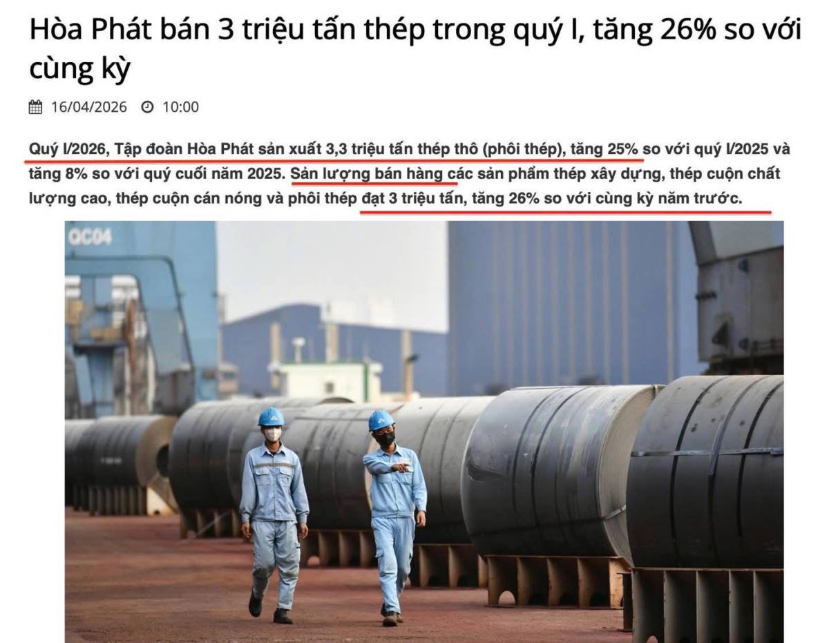 Hòa Phát: Sản lượng quý I tăng mạnh