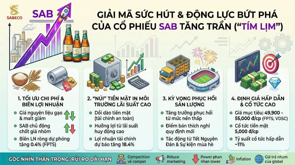 Cổ phiếu SAB "Tím lịm": Giải mã sức hút và động lực bứt phá của gã khổng lồ ngành bia