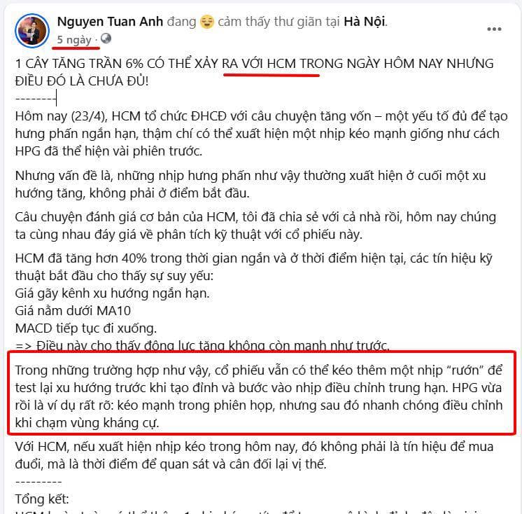 HCM đang có một nhịp rũ bỏ hay đã thực sự bước vào một nhịp điều chỉnh trung hạn?