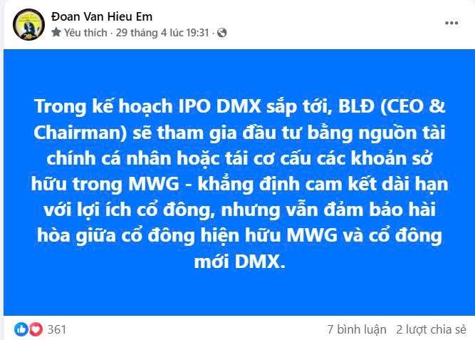 Ban lãnh đạo DMX dự kiến tham gia vào IPO DMX sắp tới, khẳng định cam kết dài hạn về lợi ích của cổ  ...