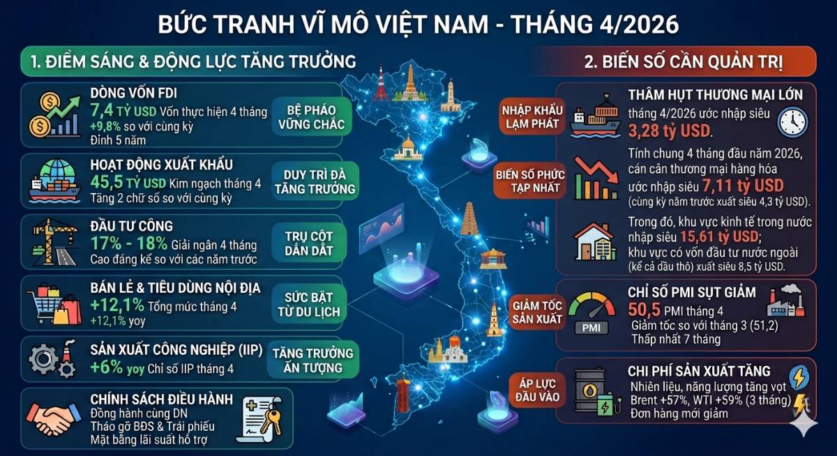 Đánh giá nhanh vĩ mô tháng 4: Những động lực và khó khăn