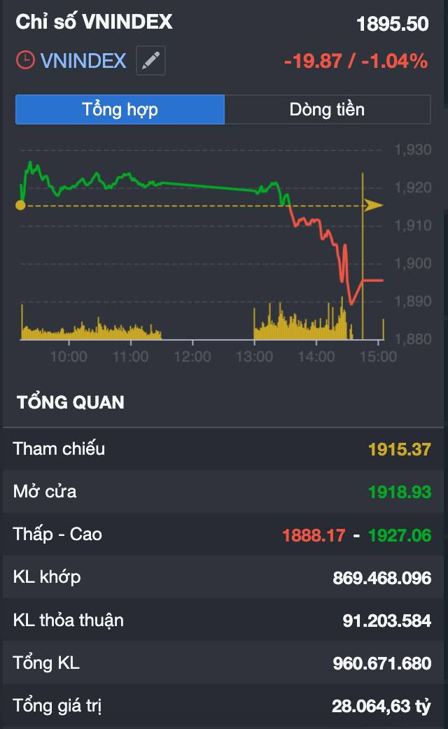 VN-Index "bốc hơi" gần 20 điểm: Cú rũ bỏ đầu tiên sau nhịp kéo VIN...hay tín hiệu dòng tiền đang tháo chạy?