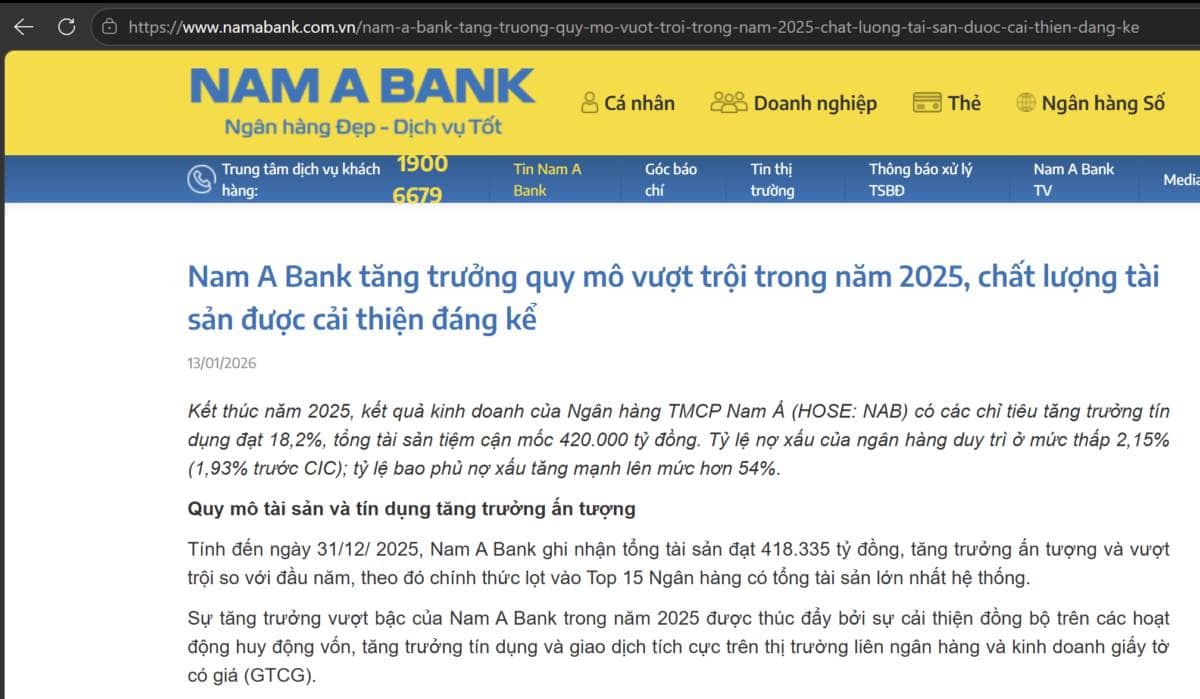 Ngân hàng Nam Á bank có tăng trưởng quy mô tổng tài sản khủng lên đến 70% trong 2025, hiểu đúng bản chất để kỳ vọng hợp lý về case này!
