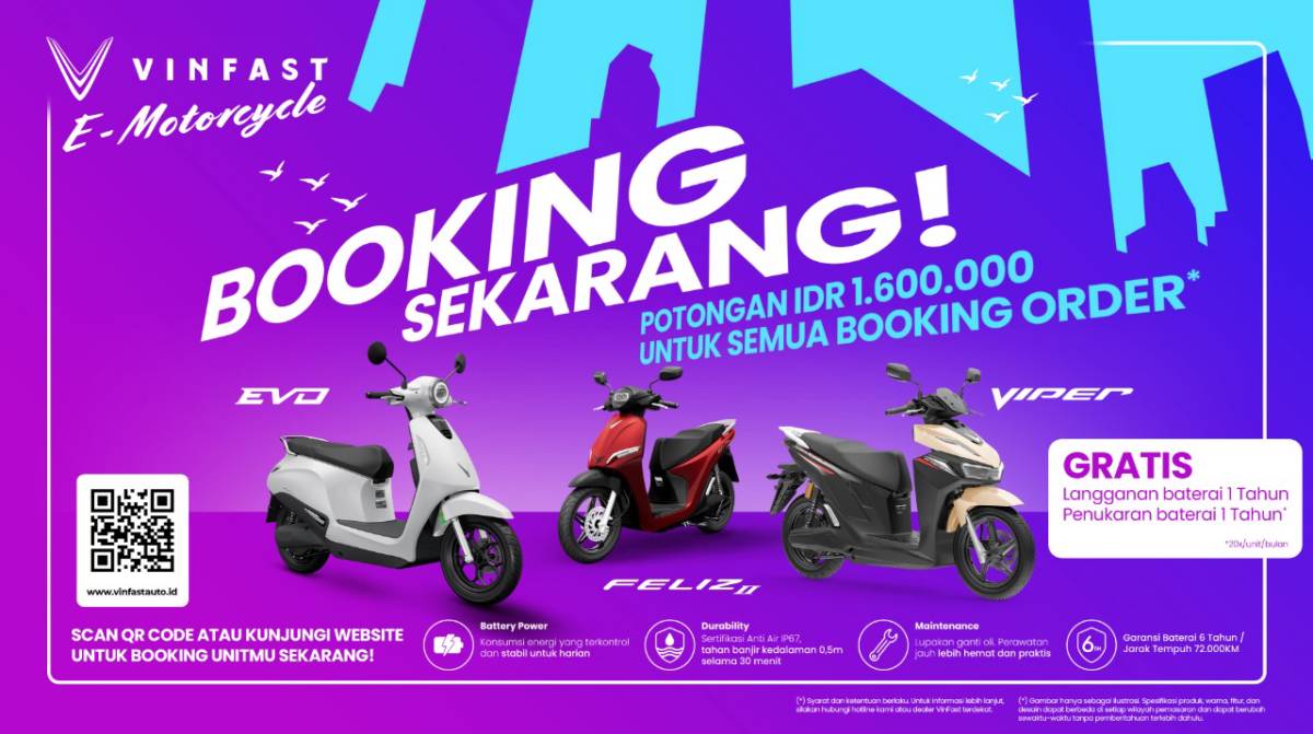 VinFast chính thức mở đặt cọc tiên phong 3 mẫu xe máy điện đổi pin tại Indonesia