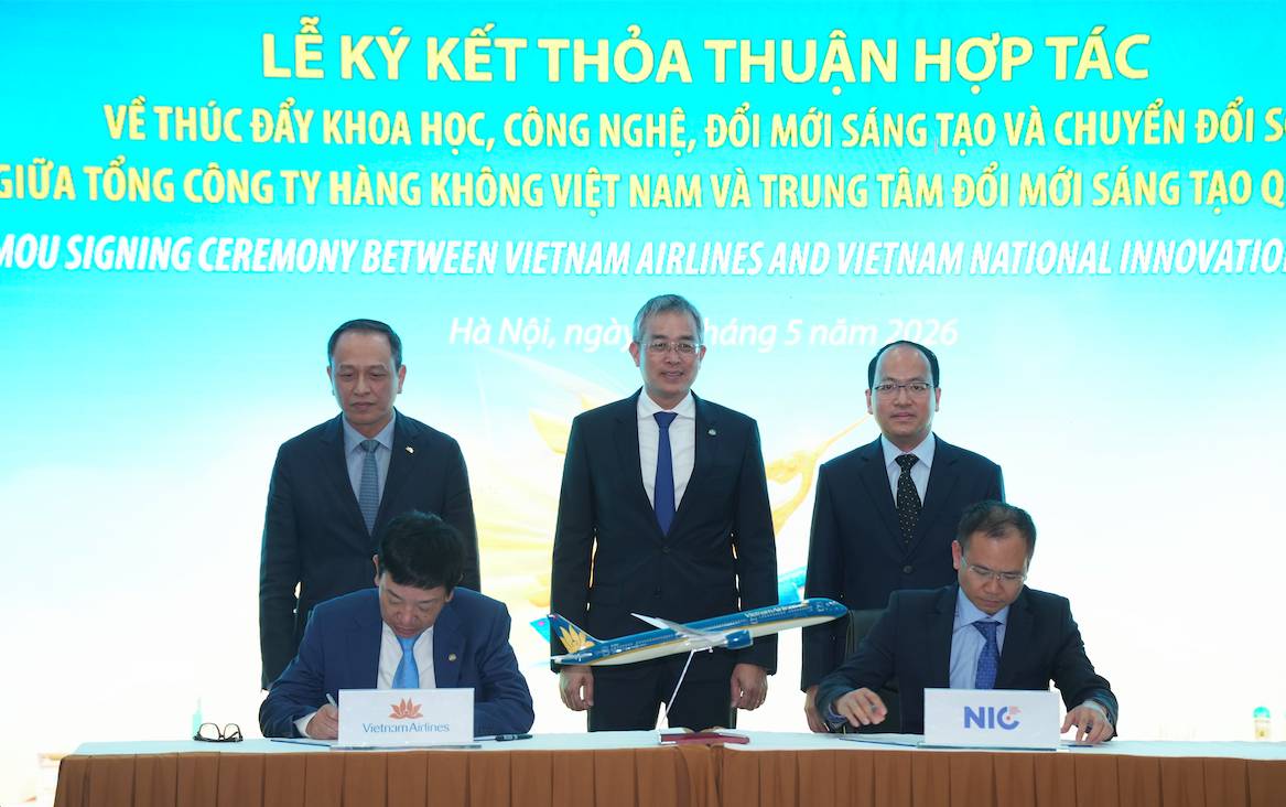 Vietnam Airlines ký kết hợp tác với Trung tâm Đổi mới sáng tạo Quốc gia: Thúc đẩy khoa học, công nghệ, đổi mới sáng tạo và chuyển đổi số 