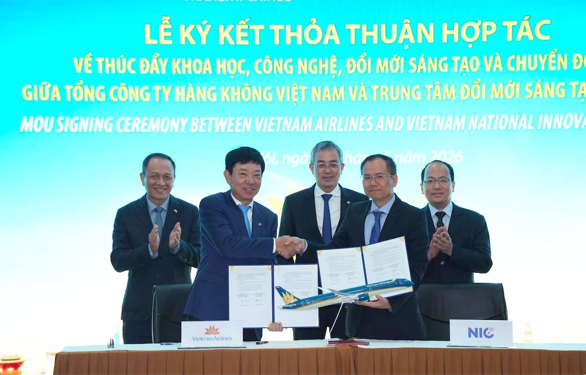 Vietnam Airlines ký kết hợp tác với Trung tâm Đổi mới sáng tạo Quốc gia: Thúc đẩy khoa học, công nghệ, đổi mới sáng tạo và chuyển đổi số 