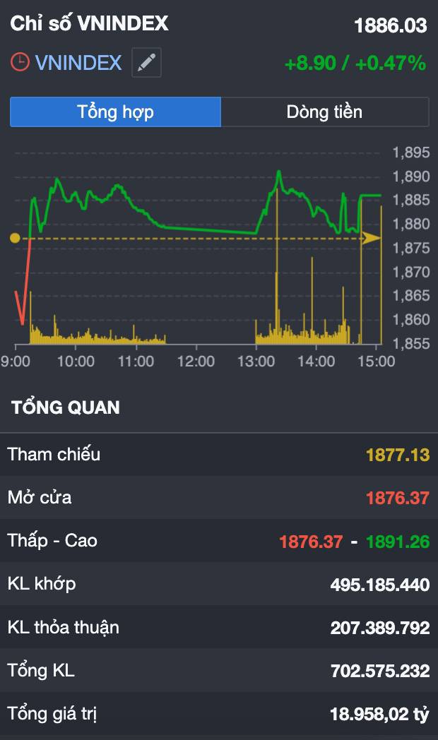 VN-INDEX xanh nhưng tiền biến mất?. Thị trường hồi gần 9 điểm nhưng thanh khoản chạm đáy: Dòng tiền  ...