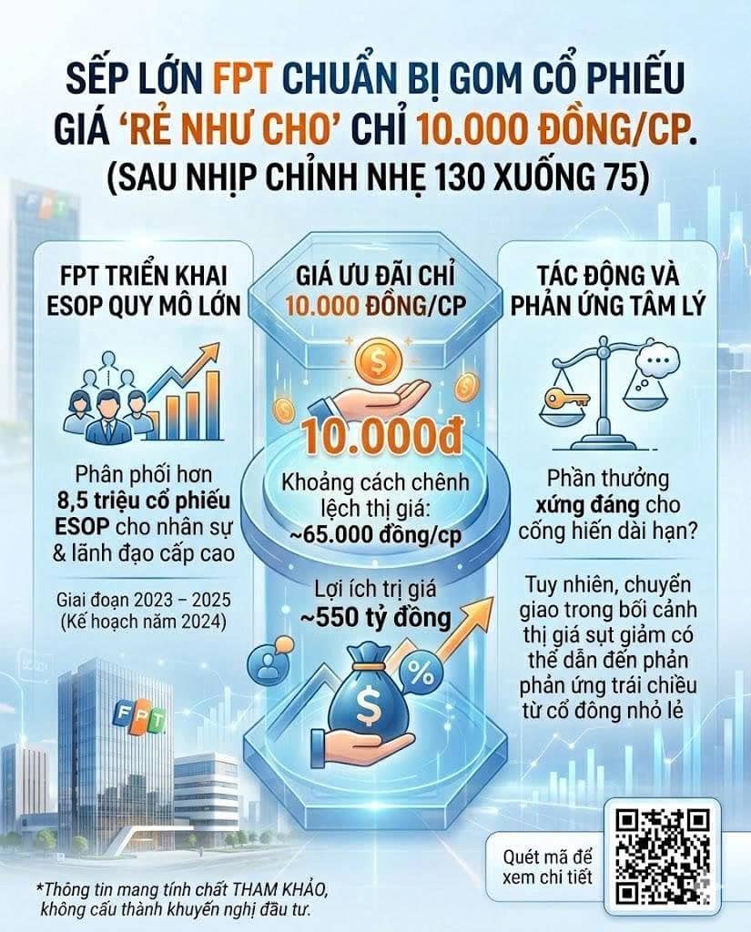 Sau nhịp chỉnh nhẹ từ 130 xuống 75, sếp lớn FPT chuẩn bị gom cổ phiếu với giá 'rẻ như cho' chỉ 10.000  ...