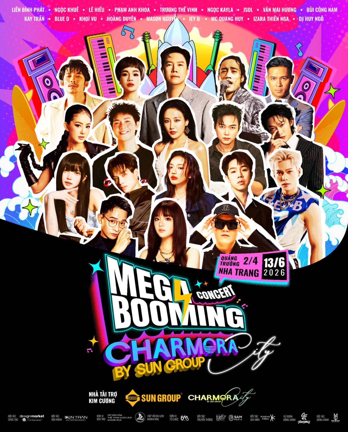 Dàn lineup khủng sẽ đổ bộ đại nhạc hội Mega Booming – Charmora City tại Nha Trang vào ngày 13/6