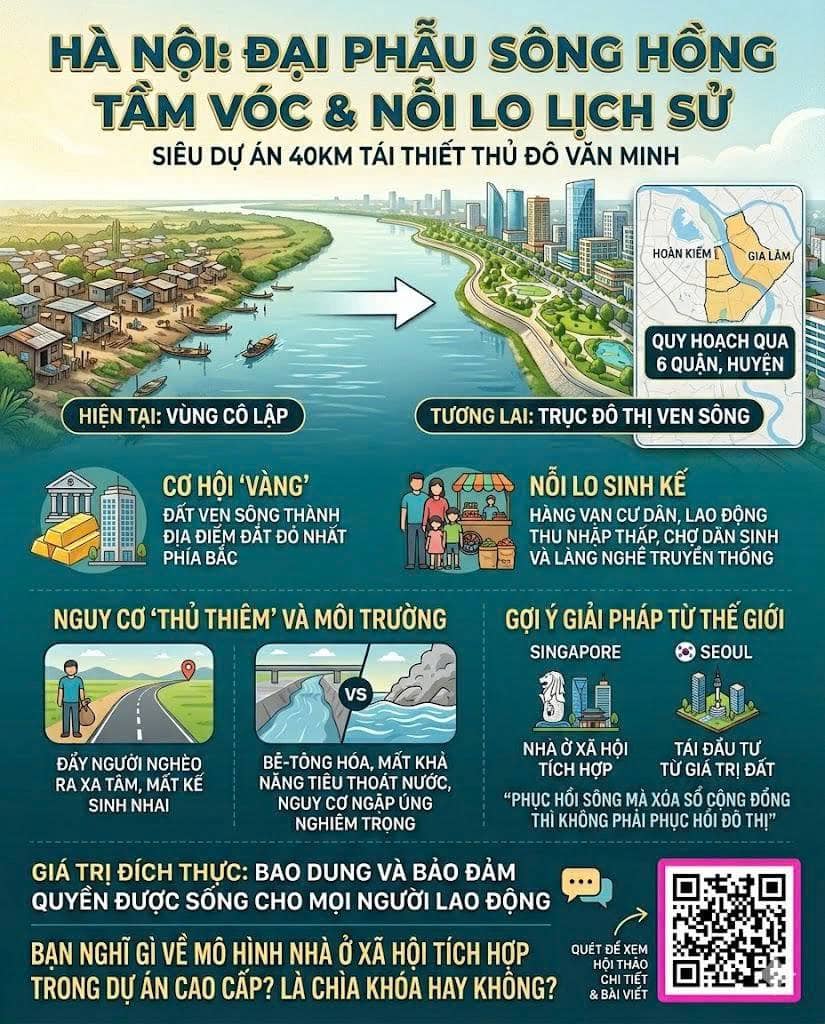Hà Nội thực hiện cuộc “đại phẫu” quy mô lớn tại các khu dân cư ngoài đê sông Hồng nhằm tái thiết đô  ...