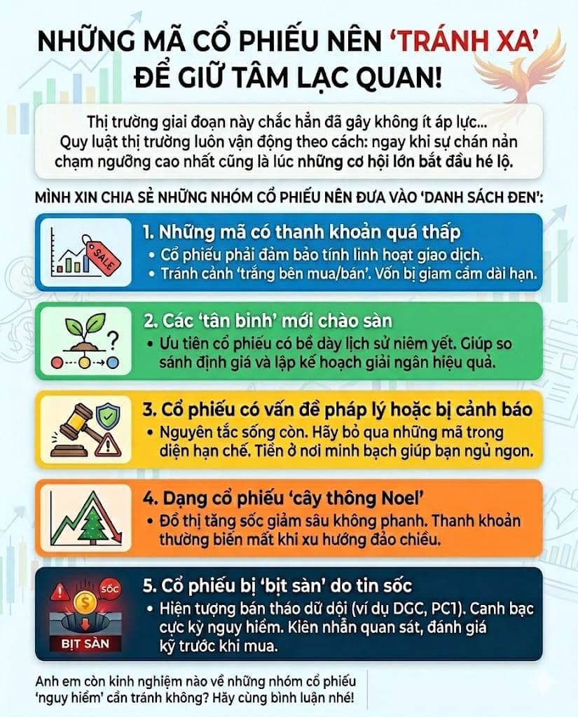 NHỮNG MÃ CỔ PHIẾU NÊN "TRÁNH XA" ĐỂ GIỮ TÂM LẠC QUAN!👇.  ...