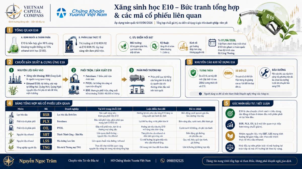 Xăng sinh học E10 – câu chuyện năng lượng xanh và nhóm cổ phiếu liên quan