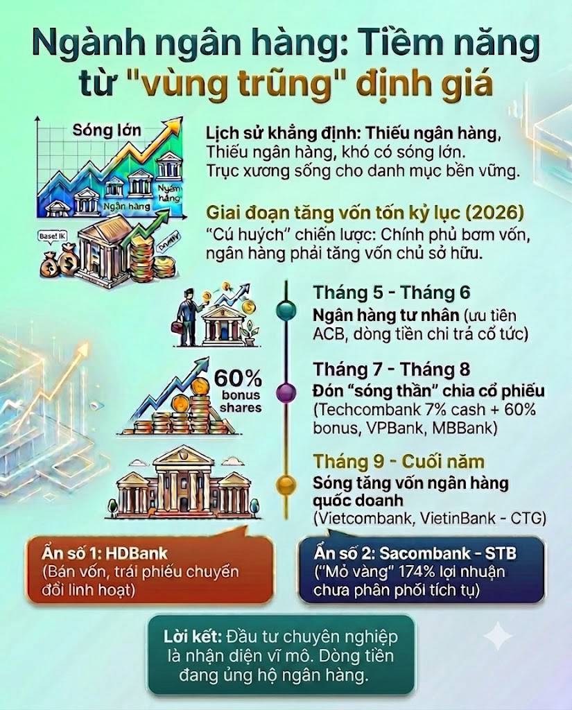Đón đầu con sóng ngân hàng tại những 'vùng trũng' định giá khi dòng tiền thông minh đang dịch chuyển