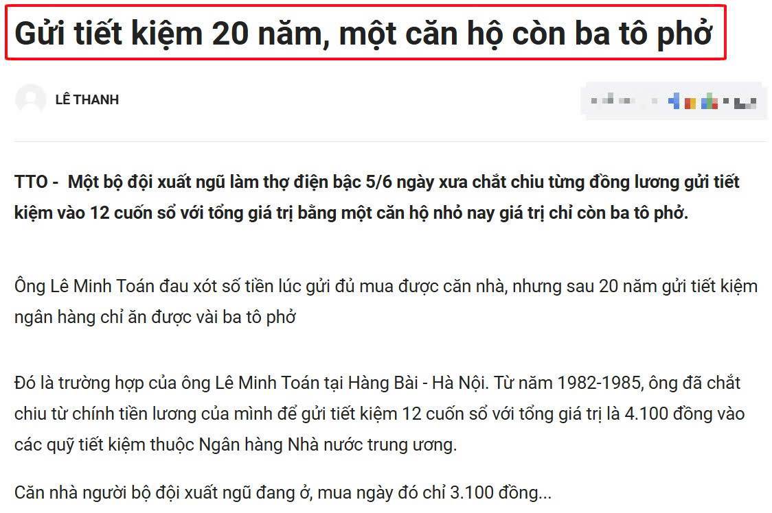Tại sao 'Gửi tiết kiệm sau 20 năm, một căn hộ còn ba tô phở'?