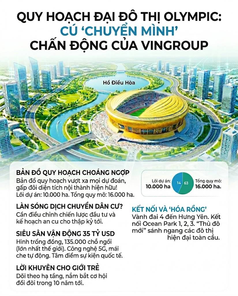 Vinhomes Olympic Hà Nội: Siêu Đô Thị Thể Thao 10.000 Ha Và Giấc Mơ Sân Vận Động Lớn Nhất Thế Giới