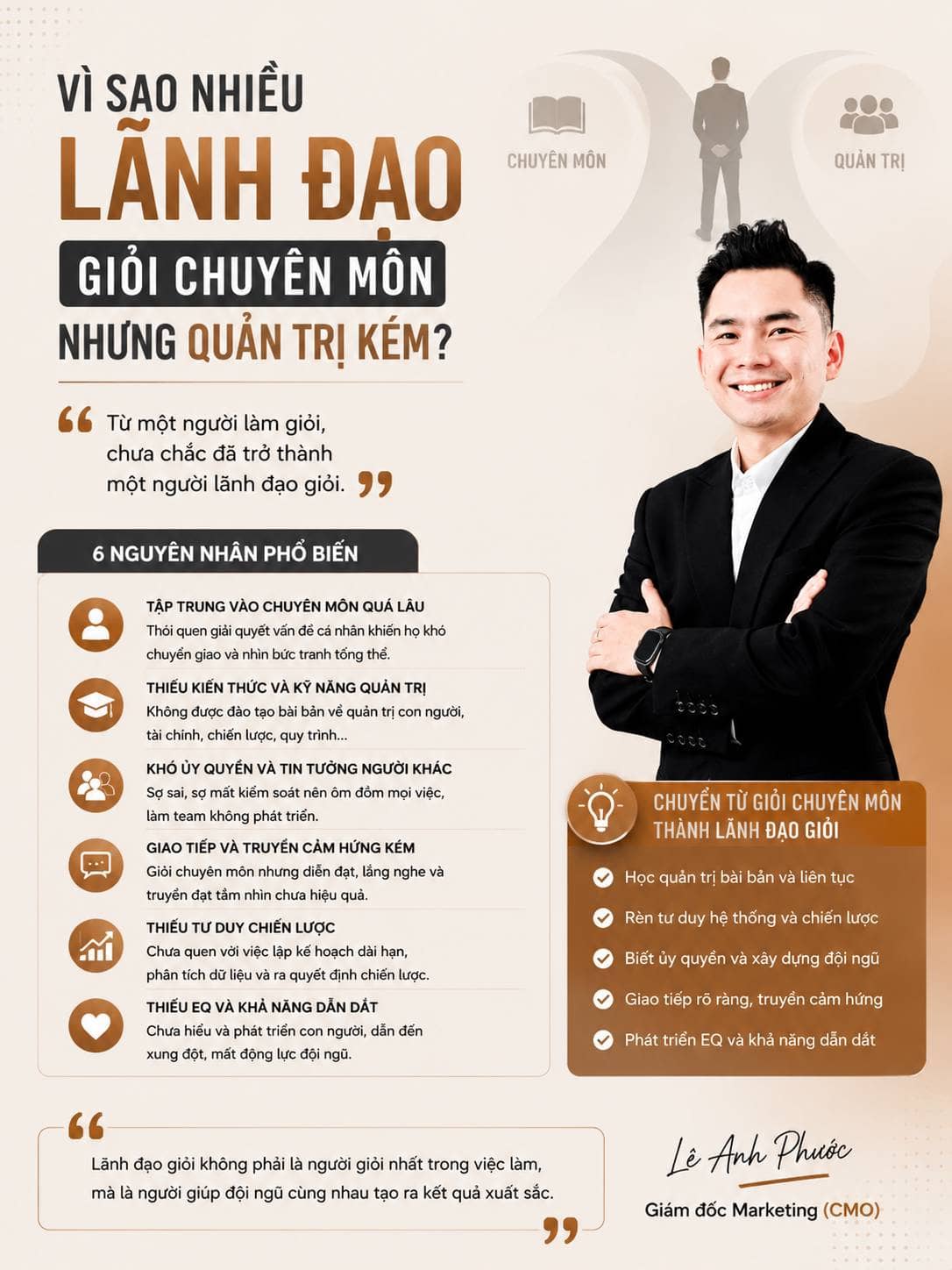 Vì sao nhiều lãnh đạo giỏi chuyên môn nhưng quản trị kém?