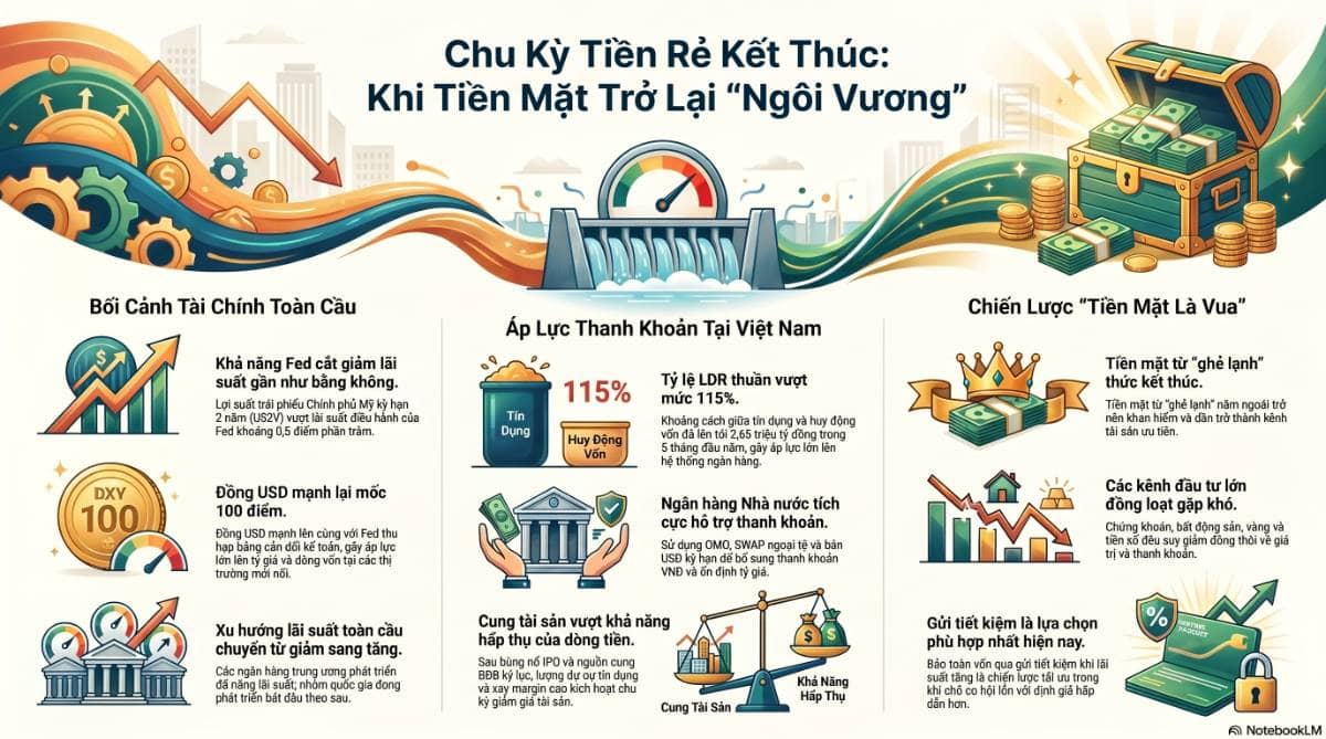 Tiền mặt lấy lại vị thế khi thanh khoản không còn dư thừa
