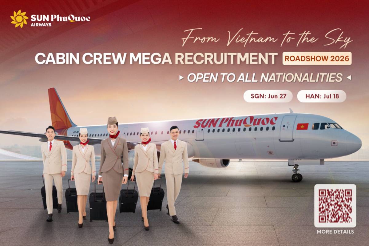 Sun PhuQuoc Airways tuyển 1.000 tiếp viên hàng không, mở cơ hội cho ứng viên toàn cầu